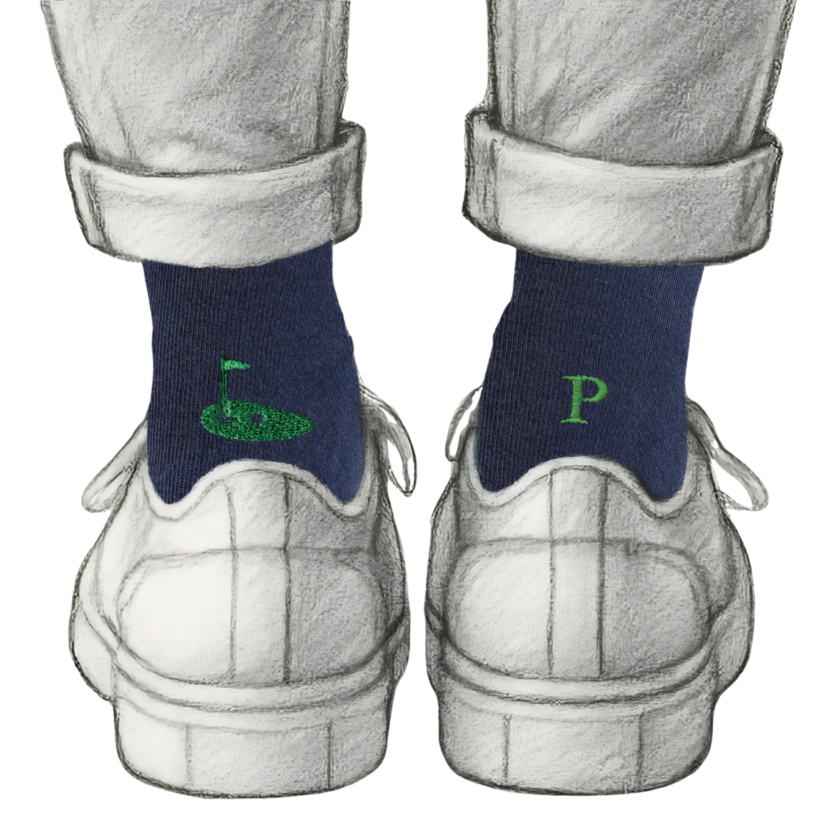 Blaue Herrensocken mit roten Initialen – Stretch-Baumwolle – Größe 40/45 – 101