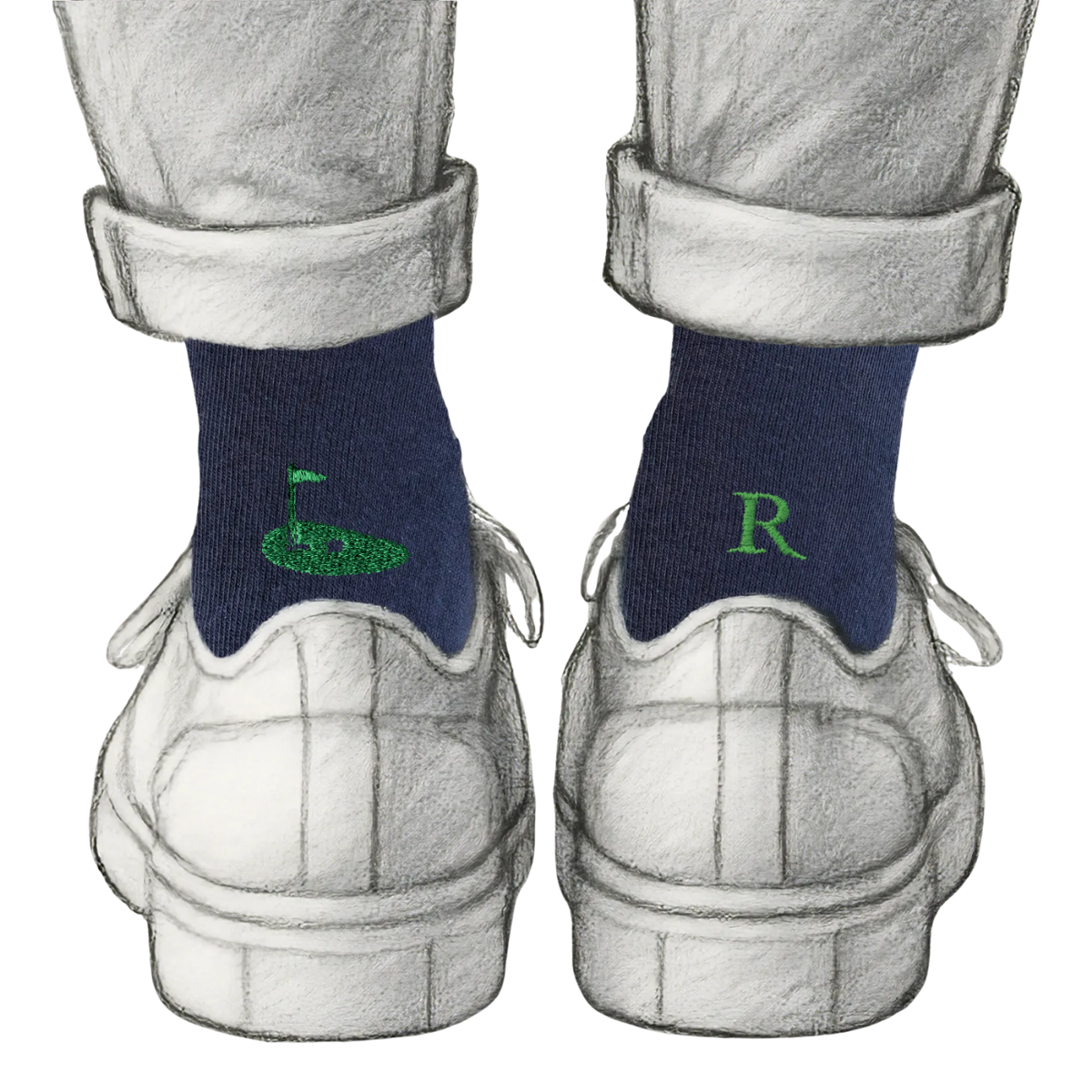 Blaue Herrensocken mit roten Initialen – Stretch-Baumwolle – Größe 40/45 – 101