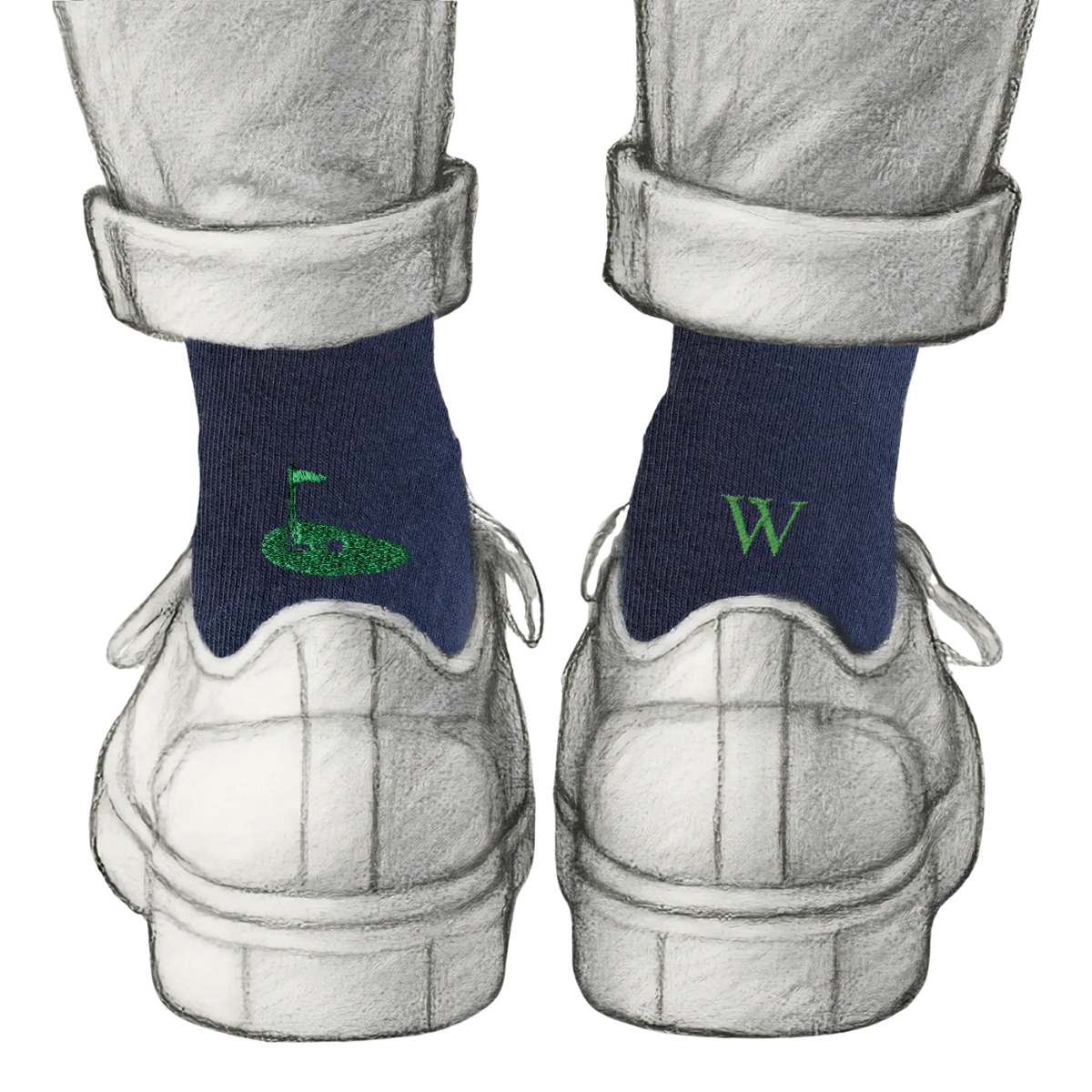 Blaue Herrensocken mit roten Initialen – Stretch-Baumwolle – Größe 40/45 – 101