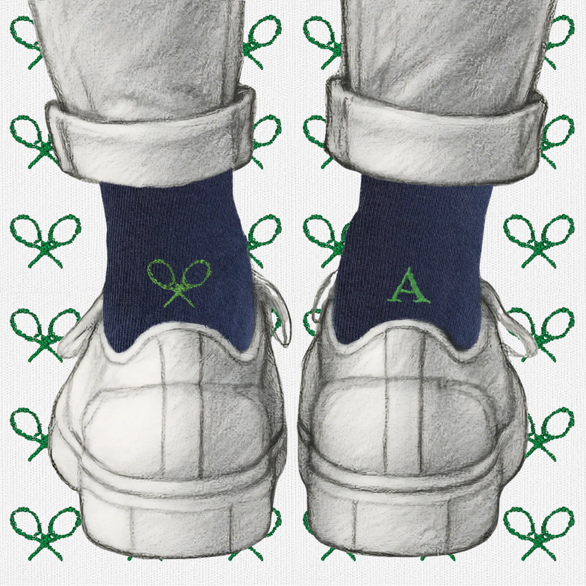 Blaue Herrensocken mit roten Initialen – Stretch-Baumwolle – Größe 40/45 – 101