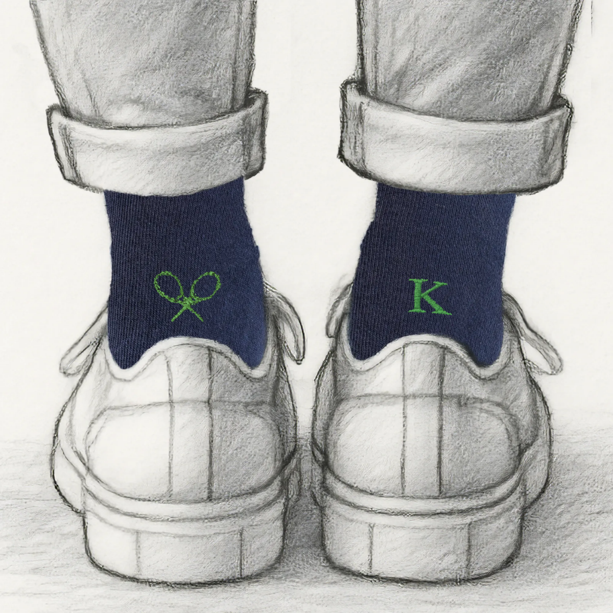 Blaue Herrensocken mit roten Initialen – Stretch-Baumwolle – Größe 40/45 – 101