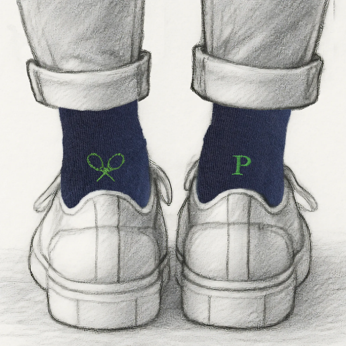 Blaue Herrensocken mit roten Initialen – Stretch-Baumwolle – Größe 40/45 – 101