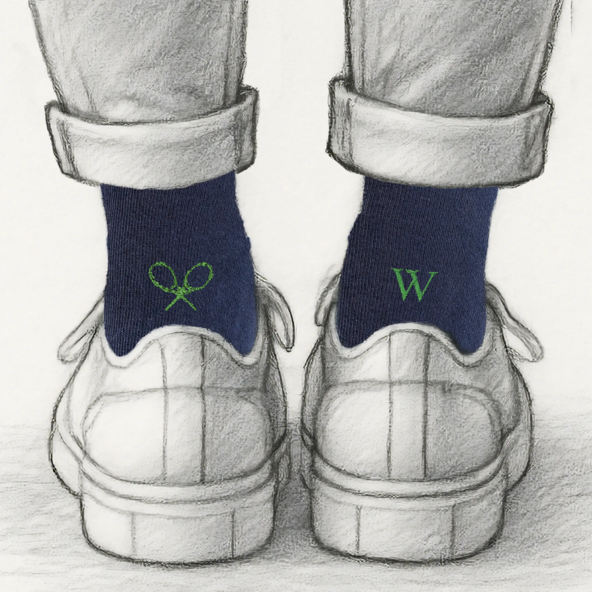 Blaue Herrensocken mit roten Initialen – Stretch-Baumwolle – Größe 40/45 – 101