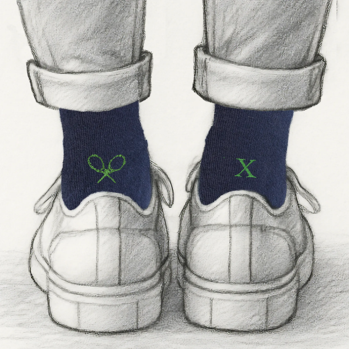 Blaue Herrensocken mit roten Initialen – Stretch-Baumwolle – Größe 40/45 – 101
