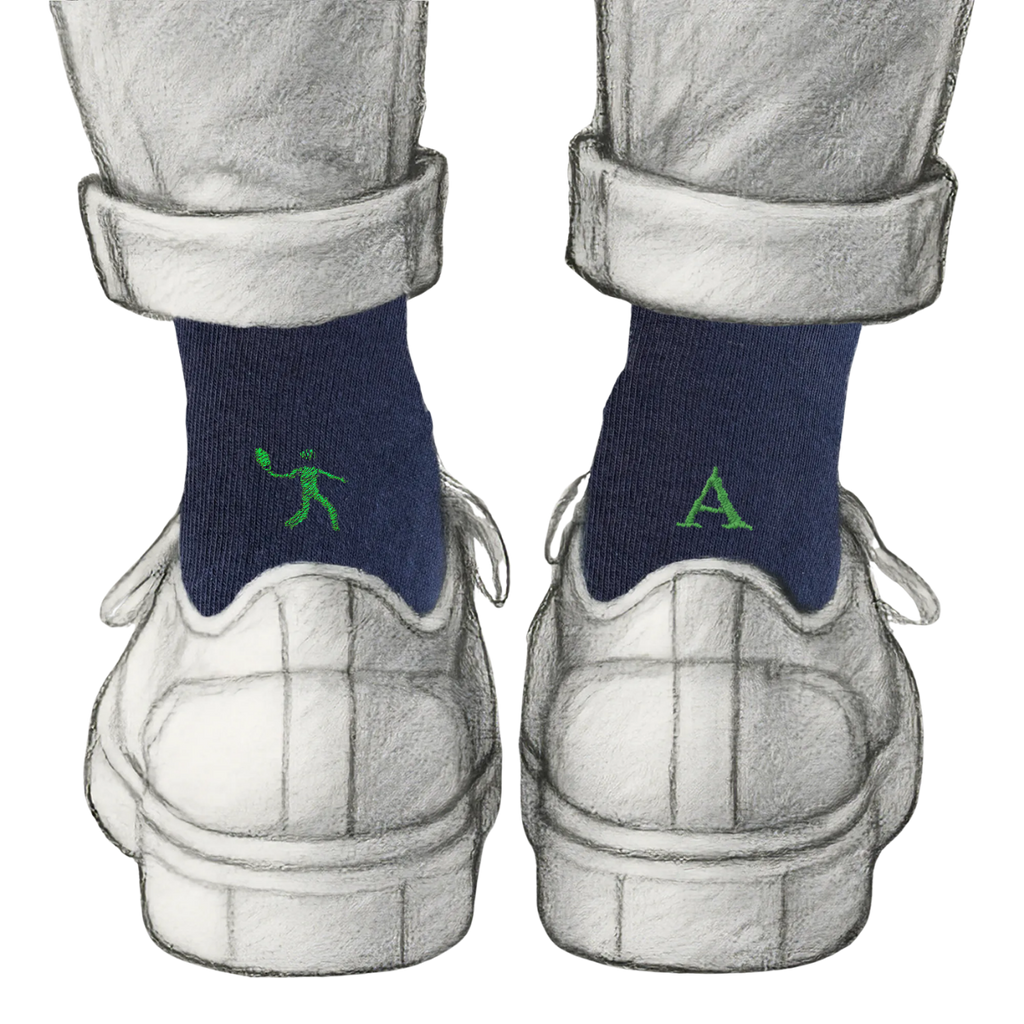 Men's Blue Socks with Red Initials - Stretch Cotton - Size 40/45 - 101