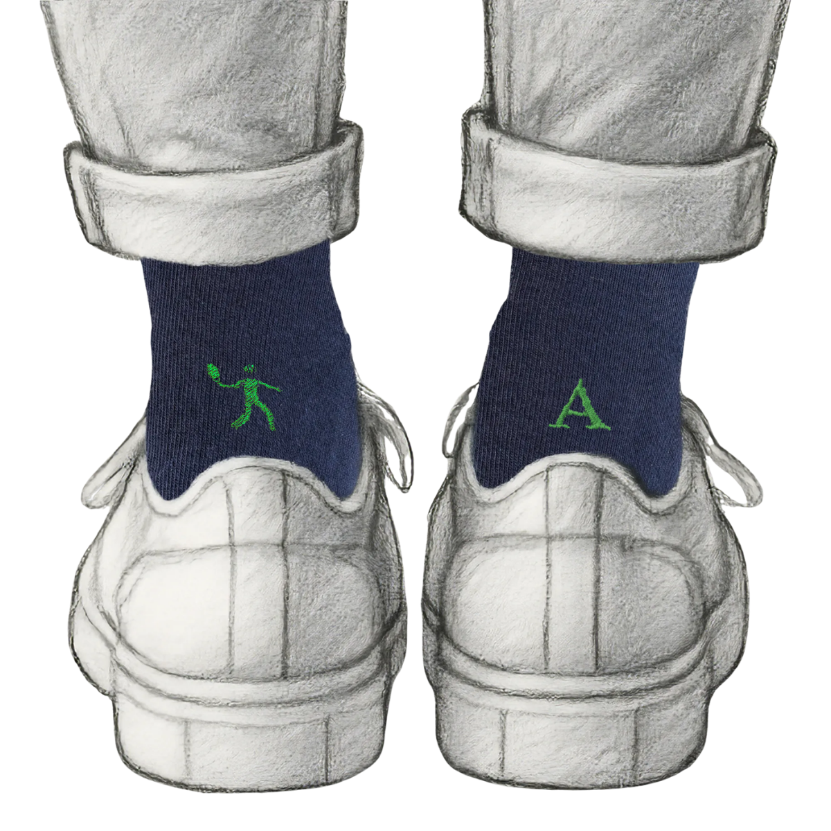 Blaue Herrensocken mit roten Initialen – Stretch-Baumwolle – Größe 40/45 – 101