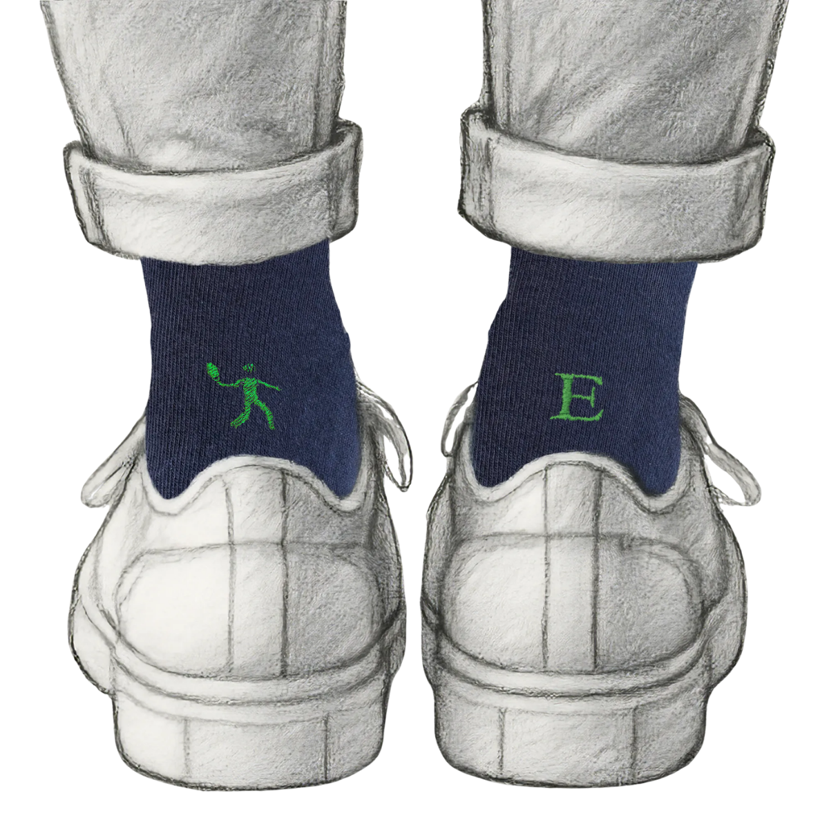 Blaue Herrensocken mit roten Initialen – Stretch-Baumwolle – Größe 40/45 – 101