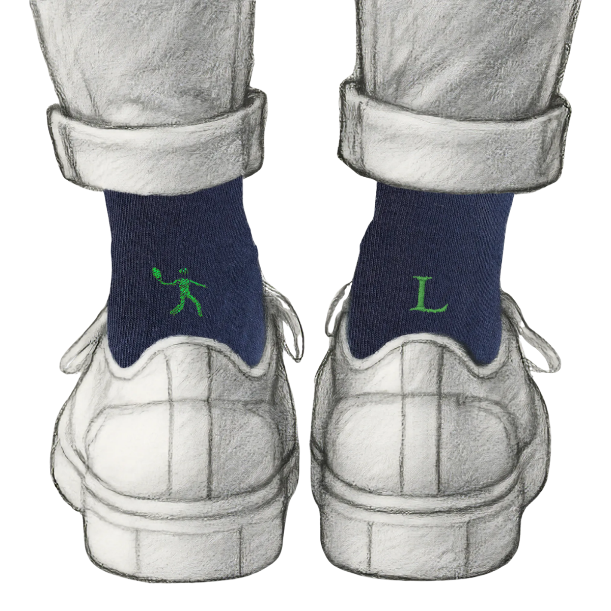 Blaue Herrensocken mit roten Initialen – Stretch-Baumwolle – Größe 40/45 – 101