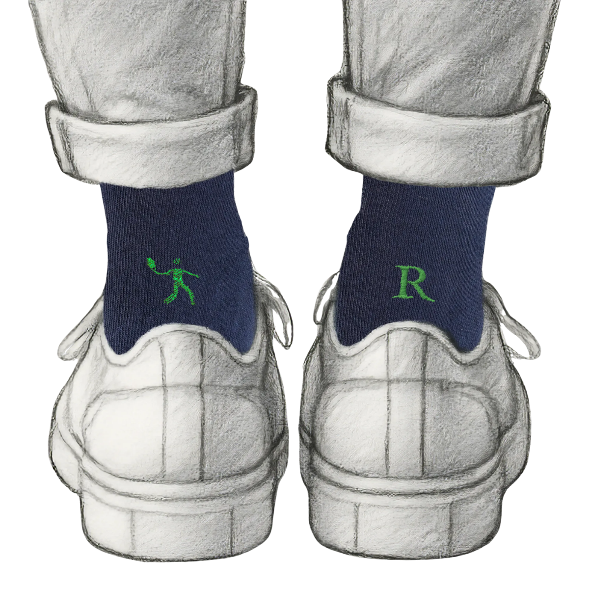 Blaue Herrensocken mit roten Initialen – Stretch-Baumwolle – Größe 40/45 – 101