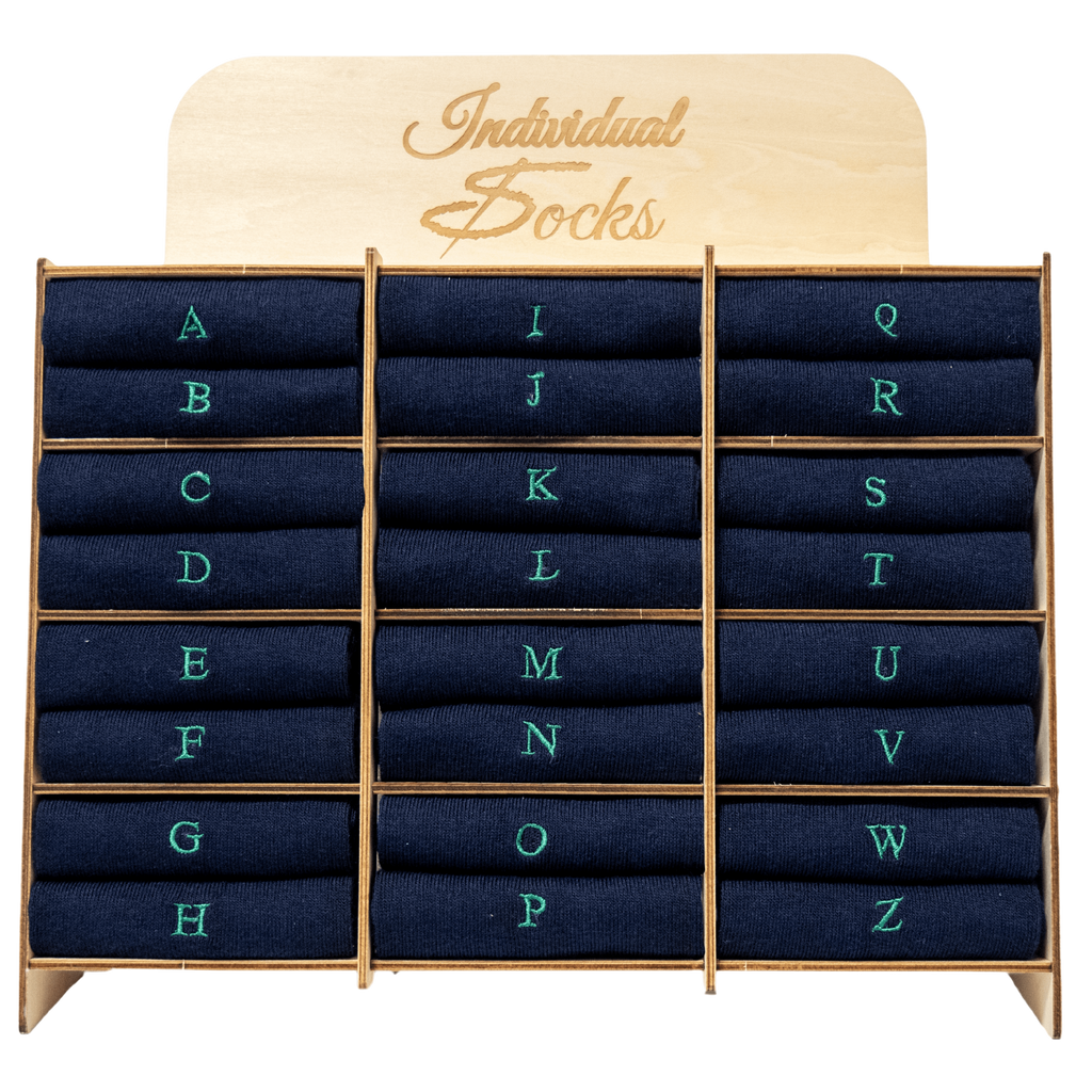 Calze Uomo Cashmere Blend | Blu iniziali Ricamate Verde | Lunghezza Ginocchio