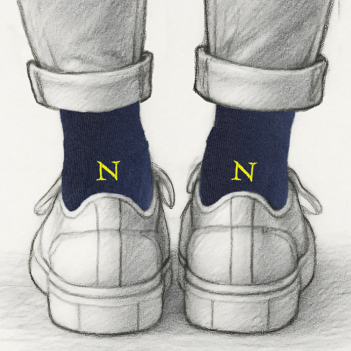 Calcetines azules para hombre con iniciales rojas - Algodón elástico - Talla 40/45 - 101