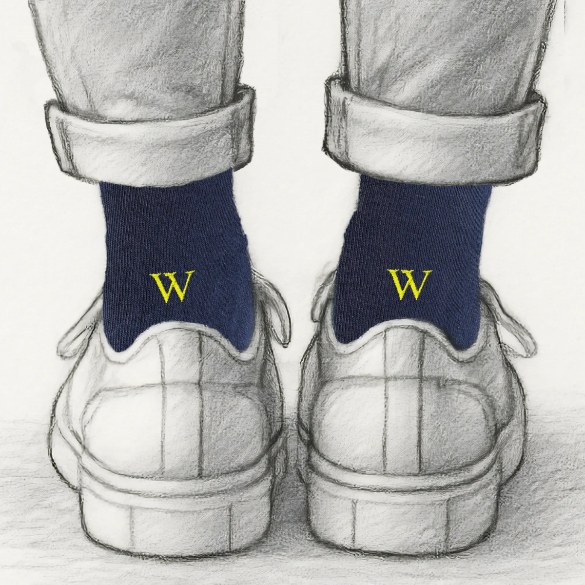 Calcetines azules para hombre con iniciales rojas - Algodón elástico - Talla 40/45 - 101