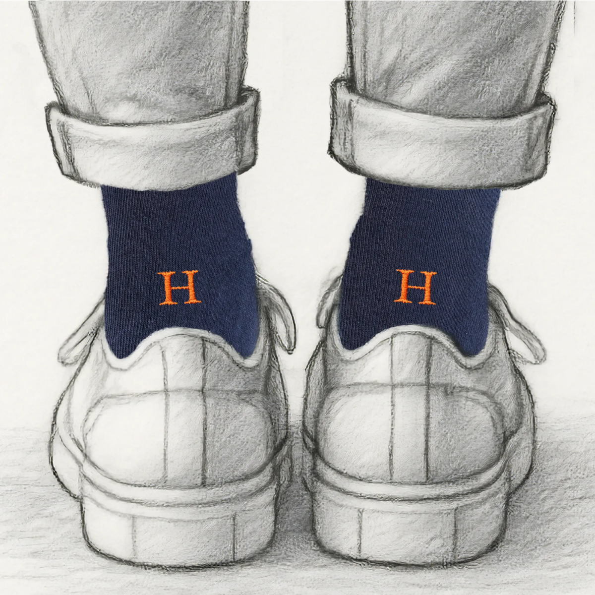 Blaue Herrensocken mit roten Initialen – Stretch-Baumwolle – Größe 40/45 – 101