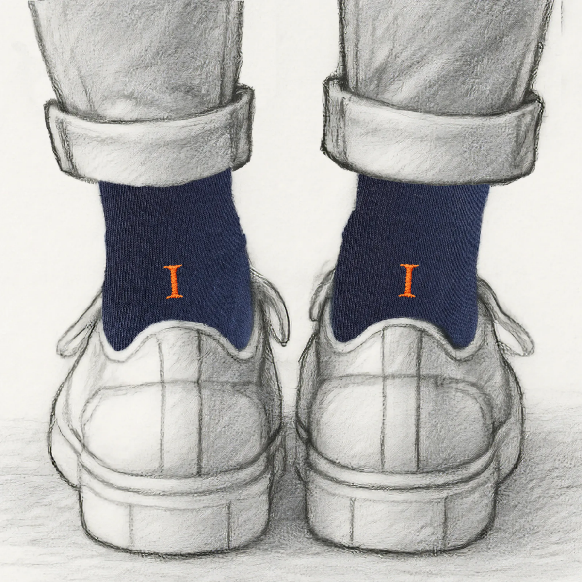 Blaue Herrensocken mit roten Initialen – Stretch-Baumwolle – Größe 40/45 – 101