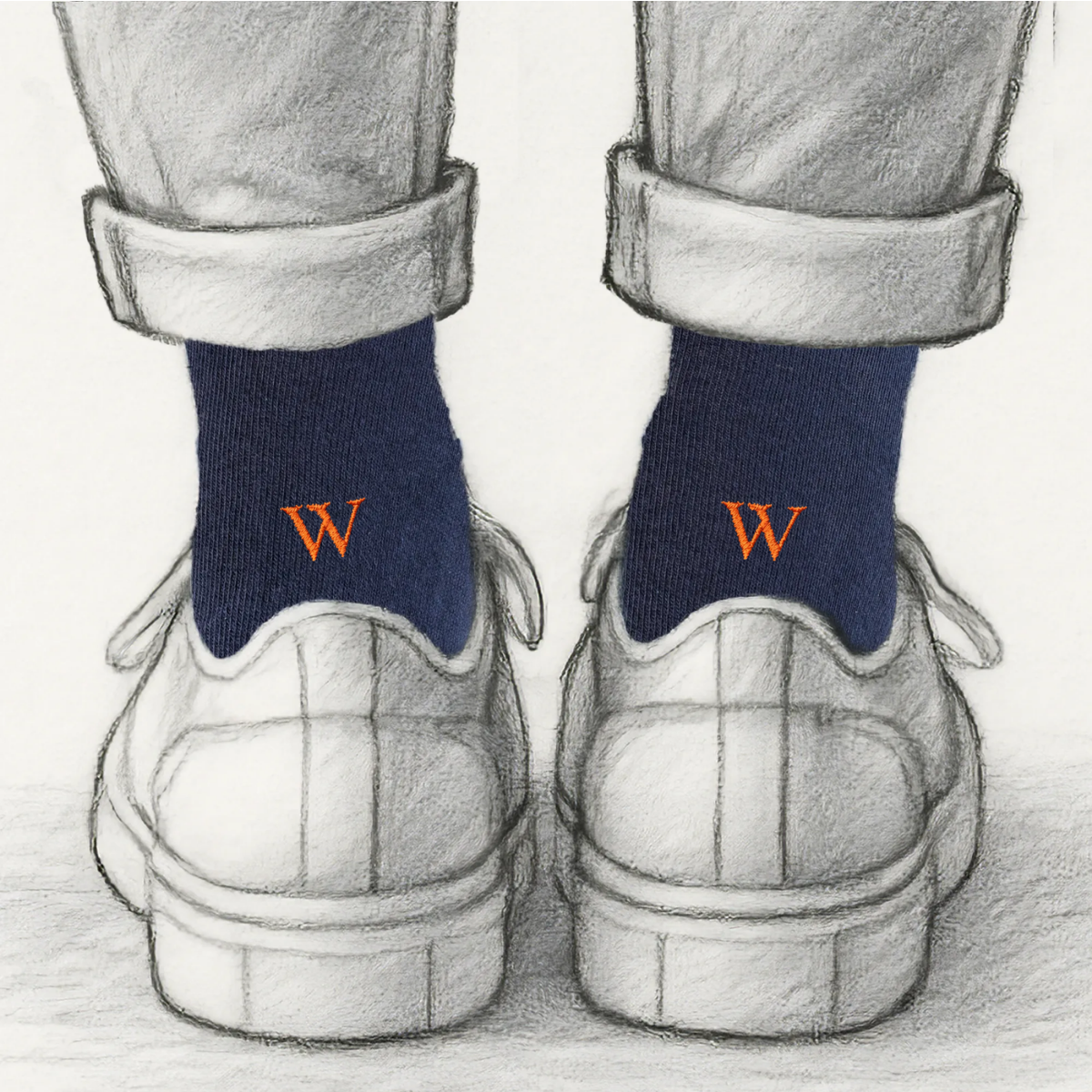 Blaue Herrensocken mit roten Initialen – Stretch-Baumwolle – Größe 40/45 – 101