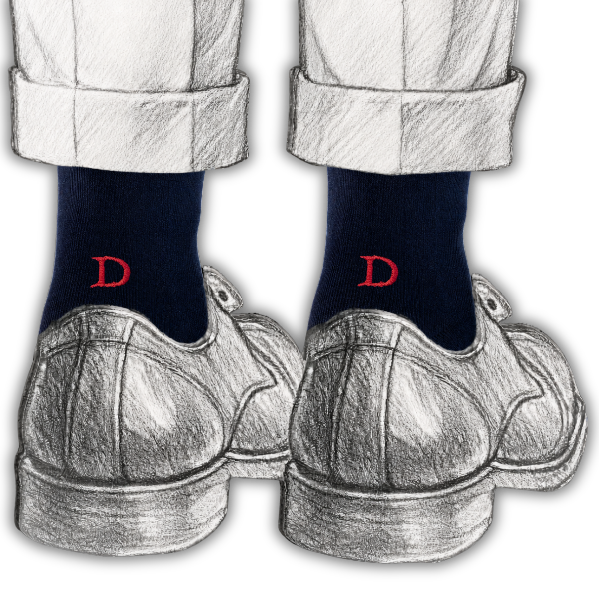 Blaue Herrensocken mit roten Initialen – Stretch-Baumwolle – Größe 40/45 – 101