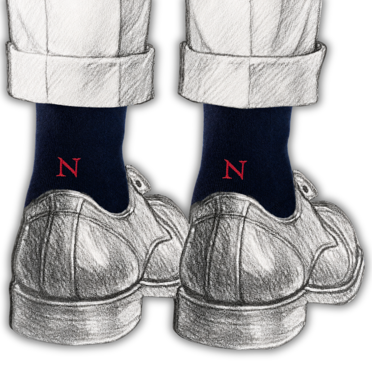 Blaue Herrensocken mit roten Initialen – Stretch-Baumwolle – Größe 40/45 – 101