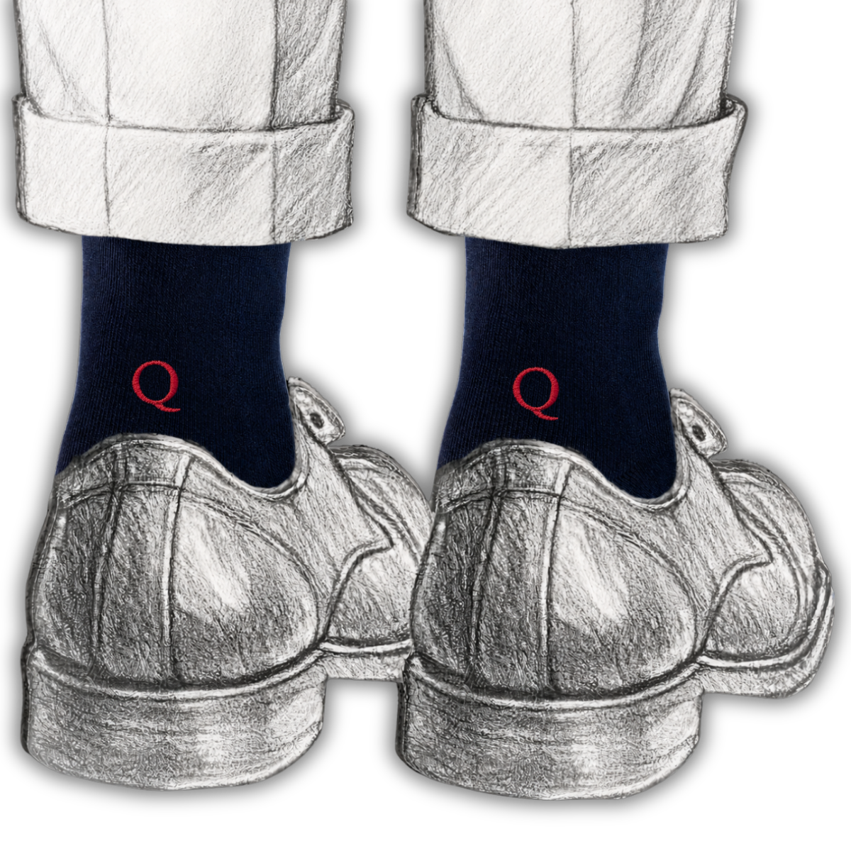 Blaue Herrensocken mit roten Initialen – Stretch-Baumwolle – Größe 40/45 – 101