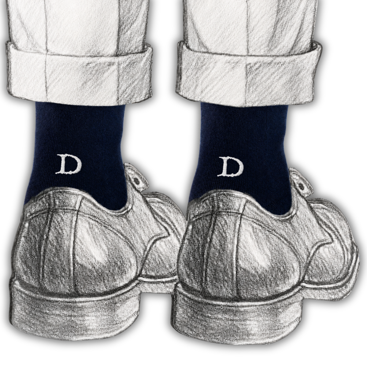 Blaue Herrensocken mit roten Initialen – Stretch-Baumwolle – Größe 40/45 – 101