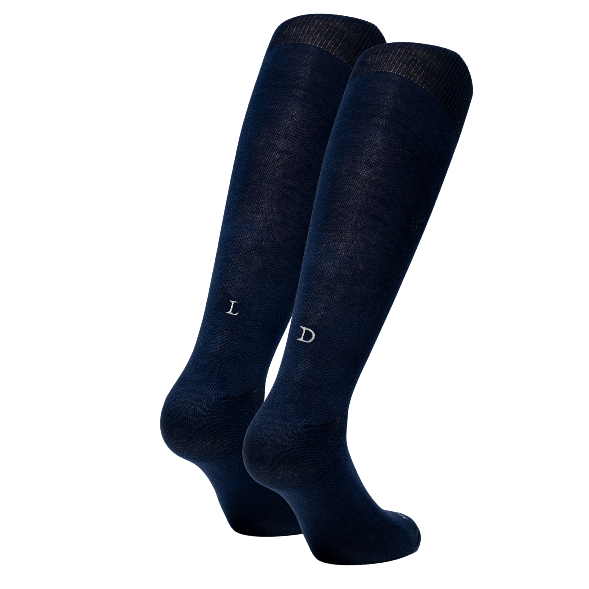 Calze Uomo Filo Scozia Stretch | Blu Iniziali Ricamate Grigie | Taglia 40/45 | Lunghezza Ginocchio