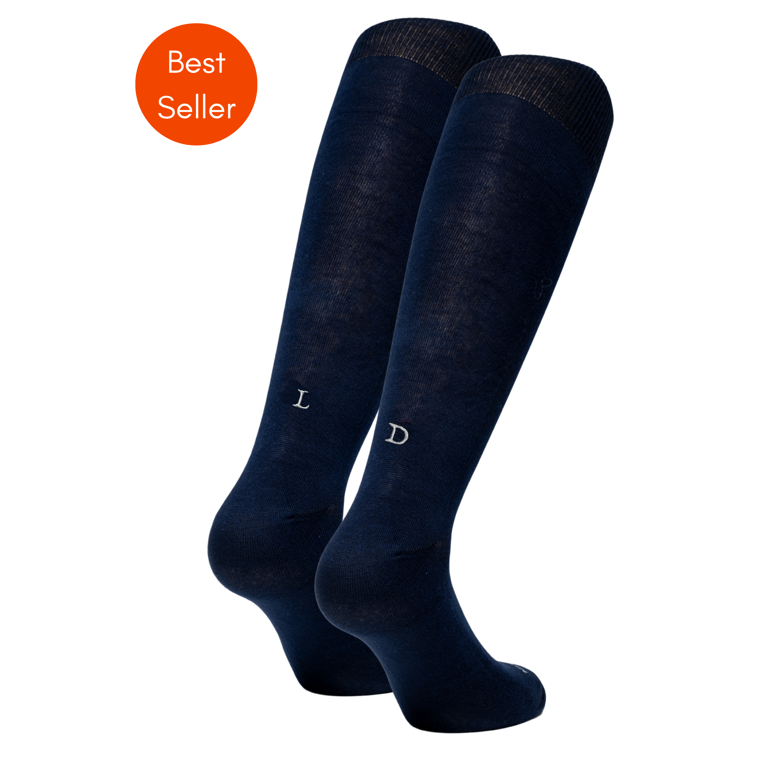 Calze Uomo Filo Scozia Stretch | Blu Iniziali Ricamate Grigie | Taglia 40/45 | Lunghezza Ginocchio