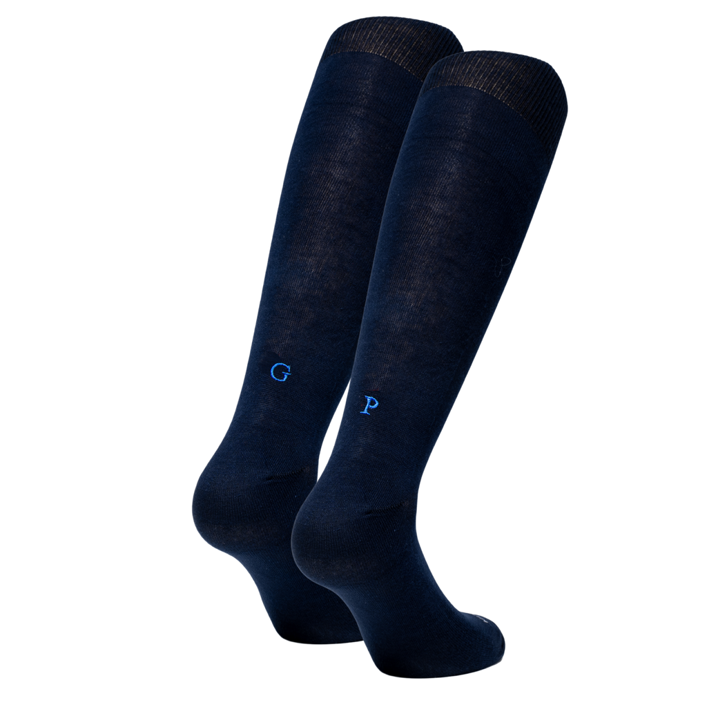 Calze Uomo Filo Scozia Stretch | Blu Iniziali Ricamate Royal | Taglia 40/45 | Lunghezza Ginocchio