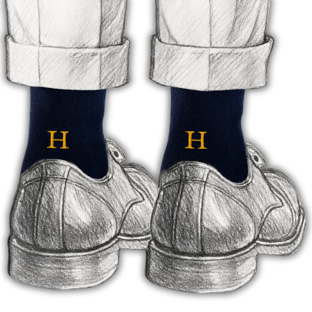 Blaue Herrensocken mit roten Initialen – Stretch-Baumwolle – Größe 40/45 – 101