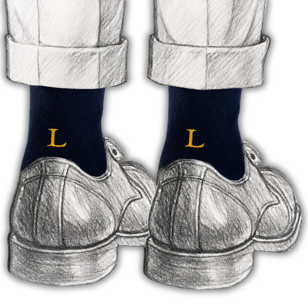 Blaue Herrensocken mit roten Initialen – Stretch-Baumwolle – Größe 40/45 – 101