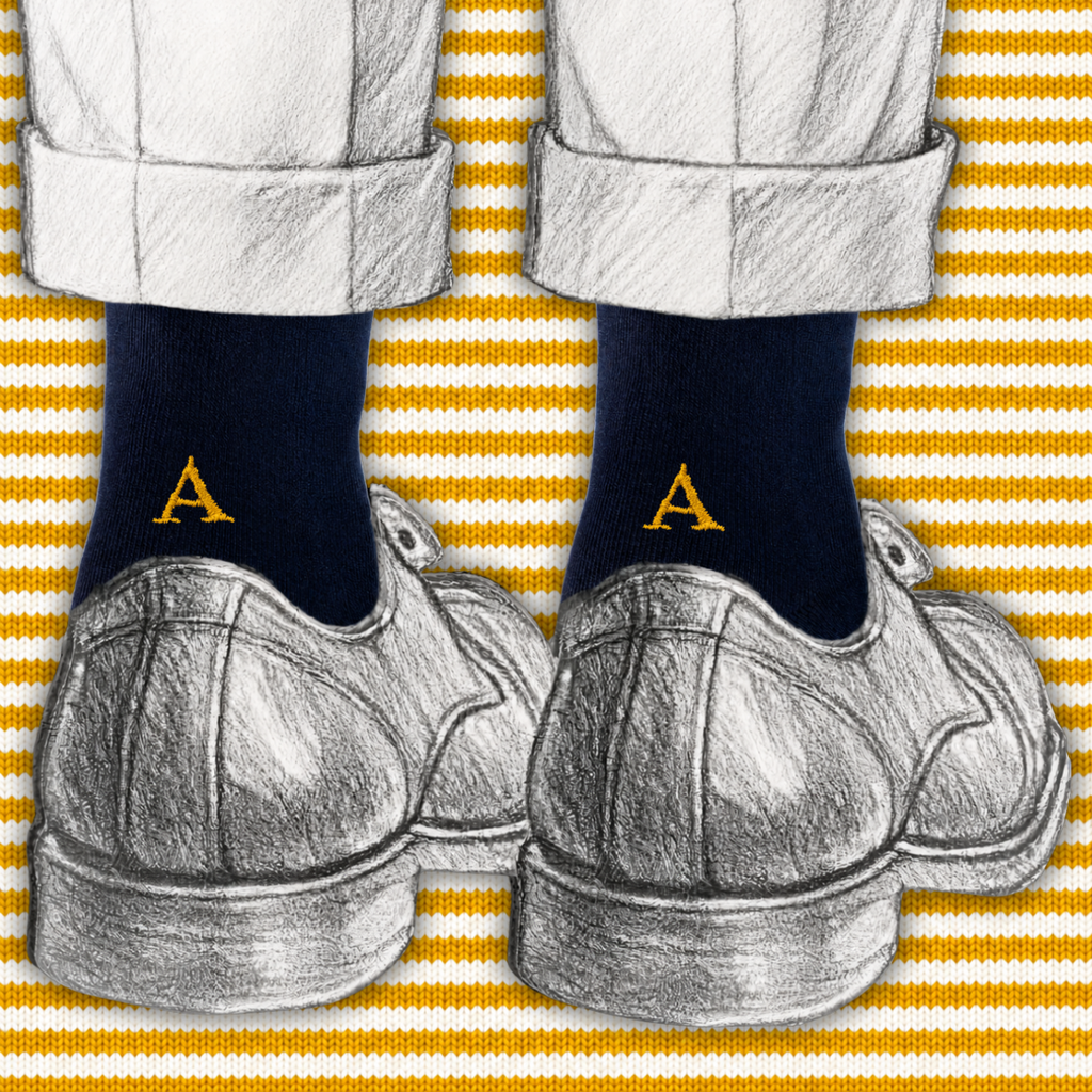 Men's Blue Socks with Red Initials - Stretch Cotton - Size 40/45 - 101