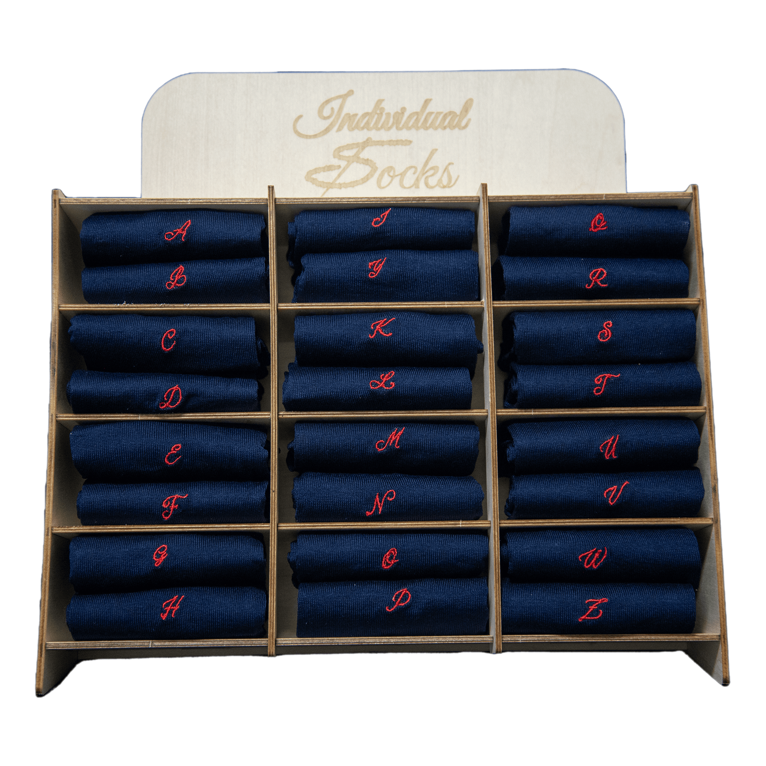 Men's Blue Socks with Red Initials - Stretch Cotton - Size 40/45 - 101