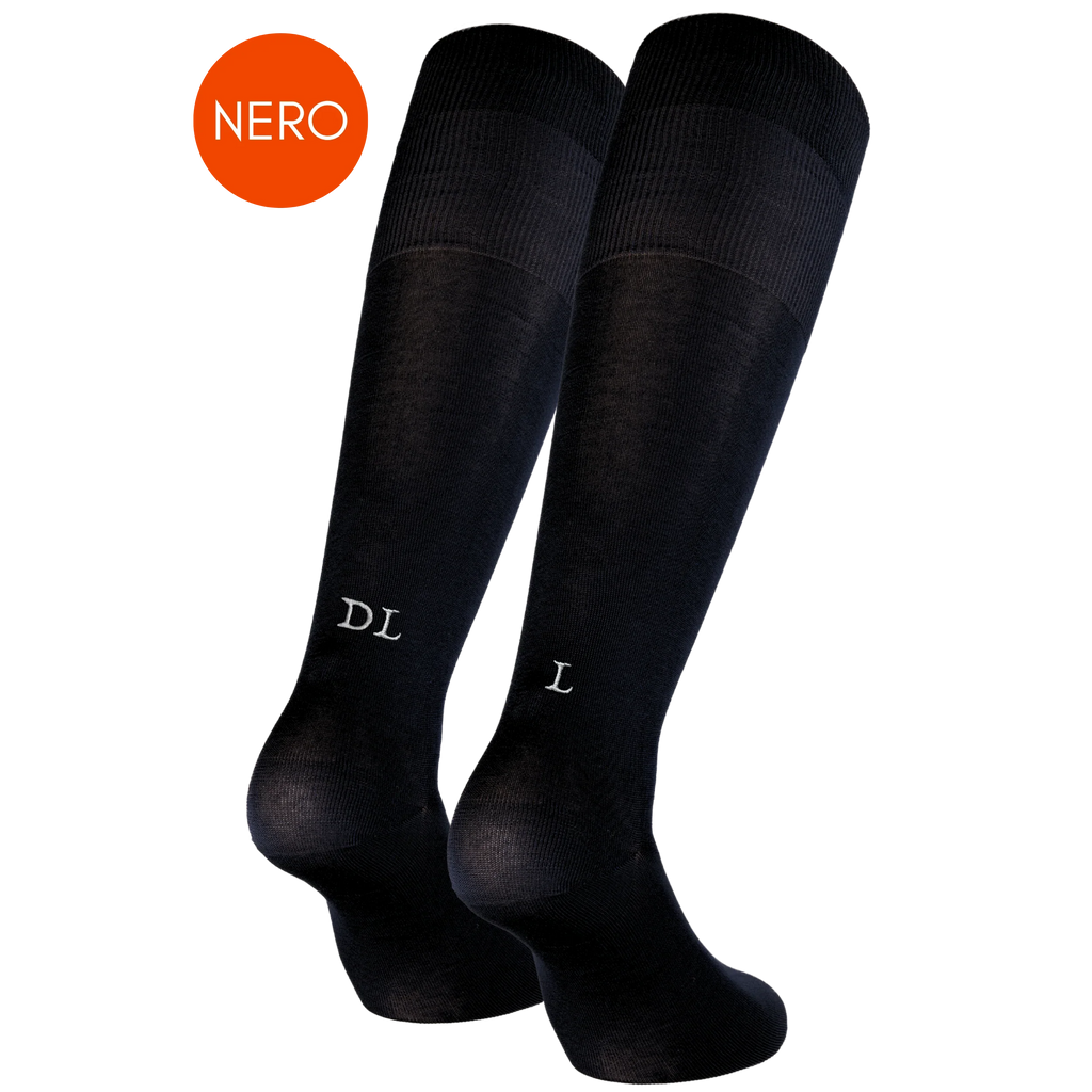 Calze Uomo Filo di scozia Superlight Stretch | Doppie Iniziali Ricamate | Taglia 40/45 | Lunghezza Ginocchio
