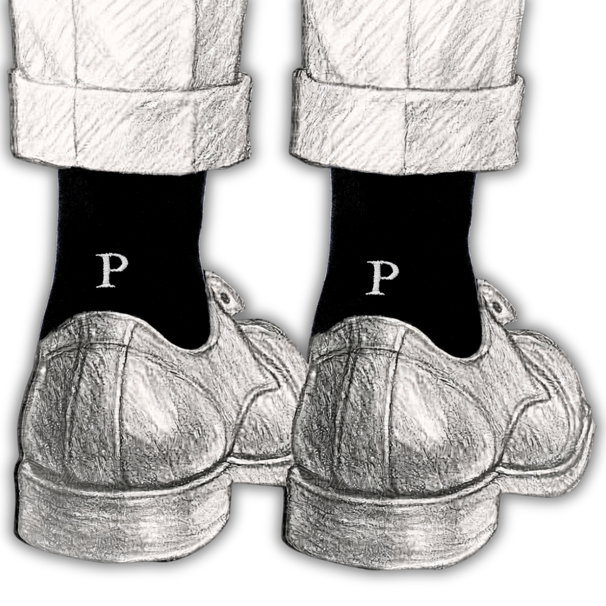 Blaue Herrensocken mit roten Initialen – Stretch-Baumwolle – Größe 40/45 – 101