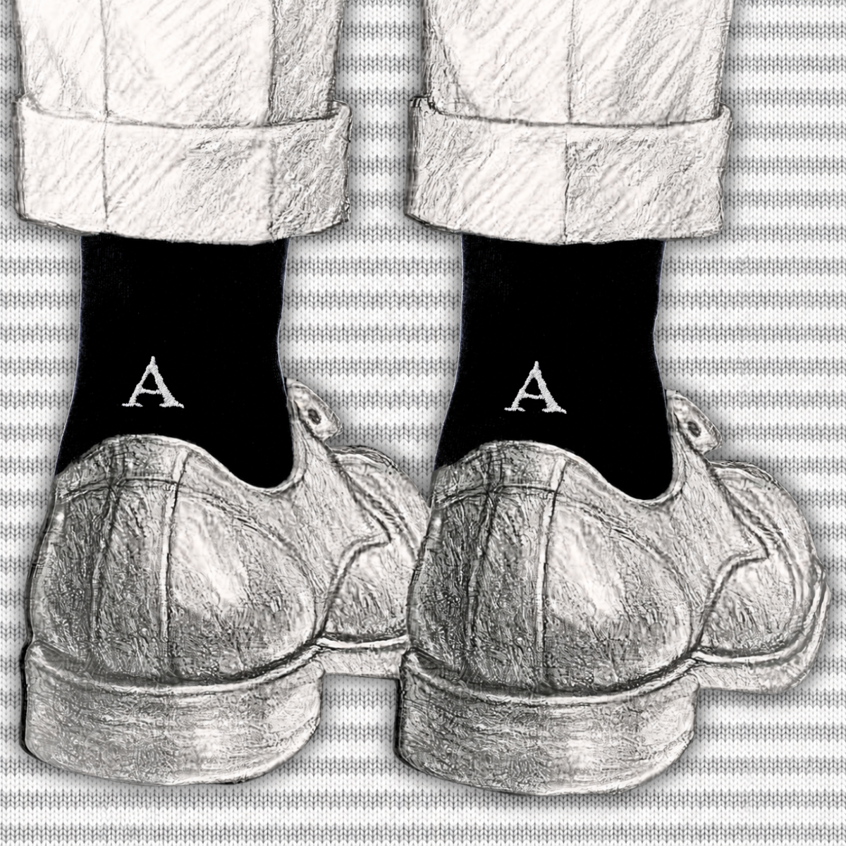 Blaue Herrensocken mit roten Initialen – Stretch-Baumwolle – Größe 40/45 – 101