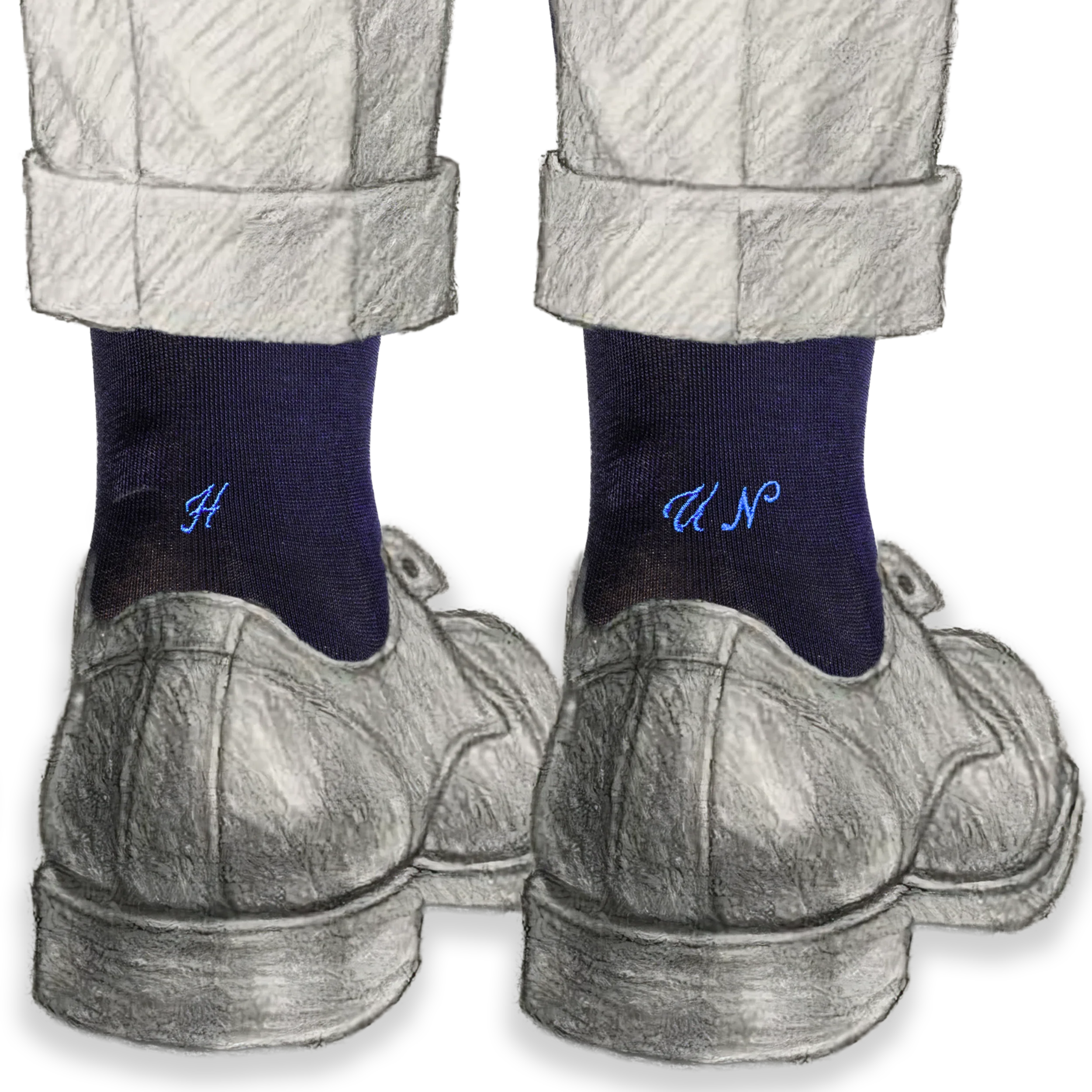 Calze Uomo Filo di scozia Superlight Stretch | Doppie Iniziali Ricamate | Taglia 40/45 | Lunghezza Ginocchio