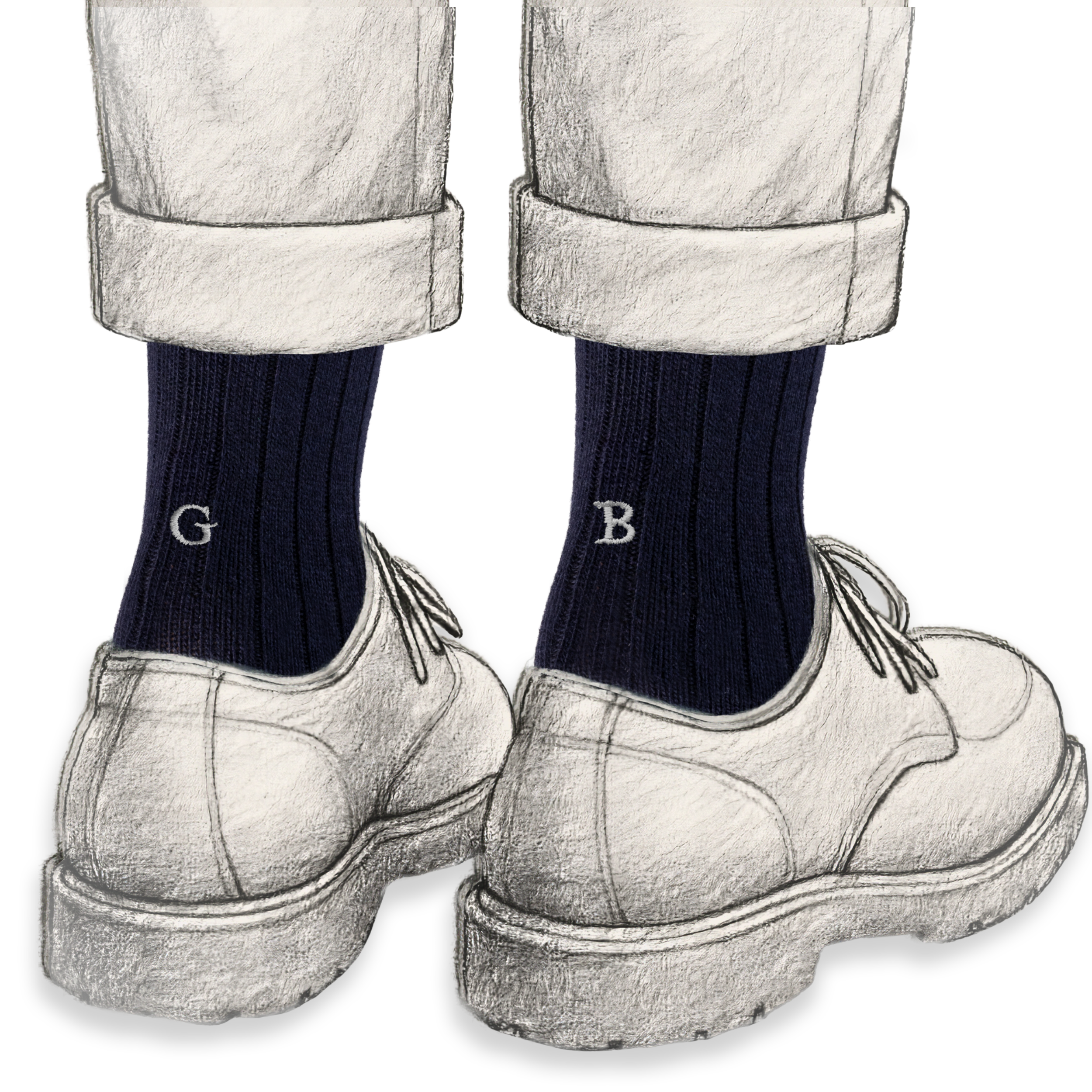 Calze Uomo Cashmere Blend | Blu iniziali Ricamate Grigio | Lunghezza Ginocchio