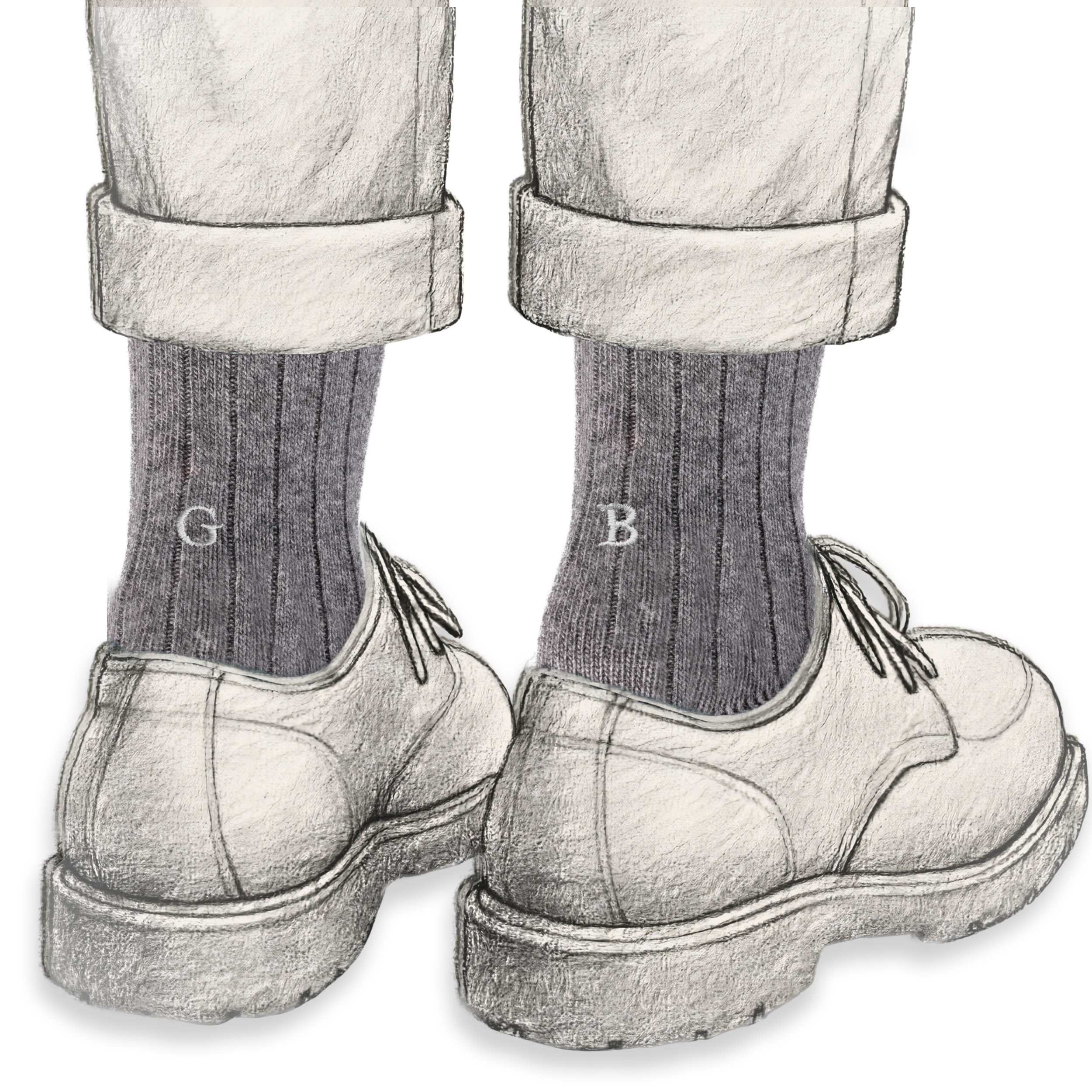 Calze Uomo Cashmere Blend | Grigio iniziali Ricamate Grigie | Lunghezza Ginocchio