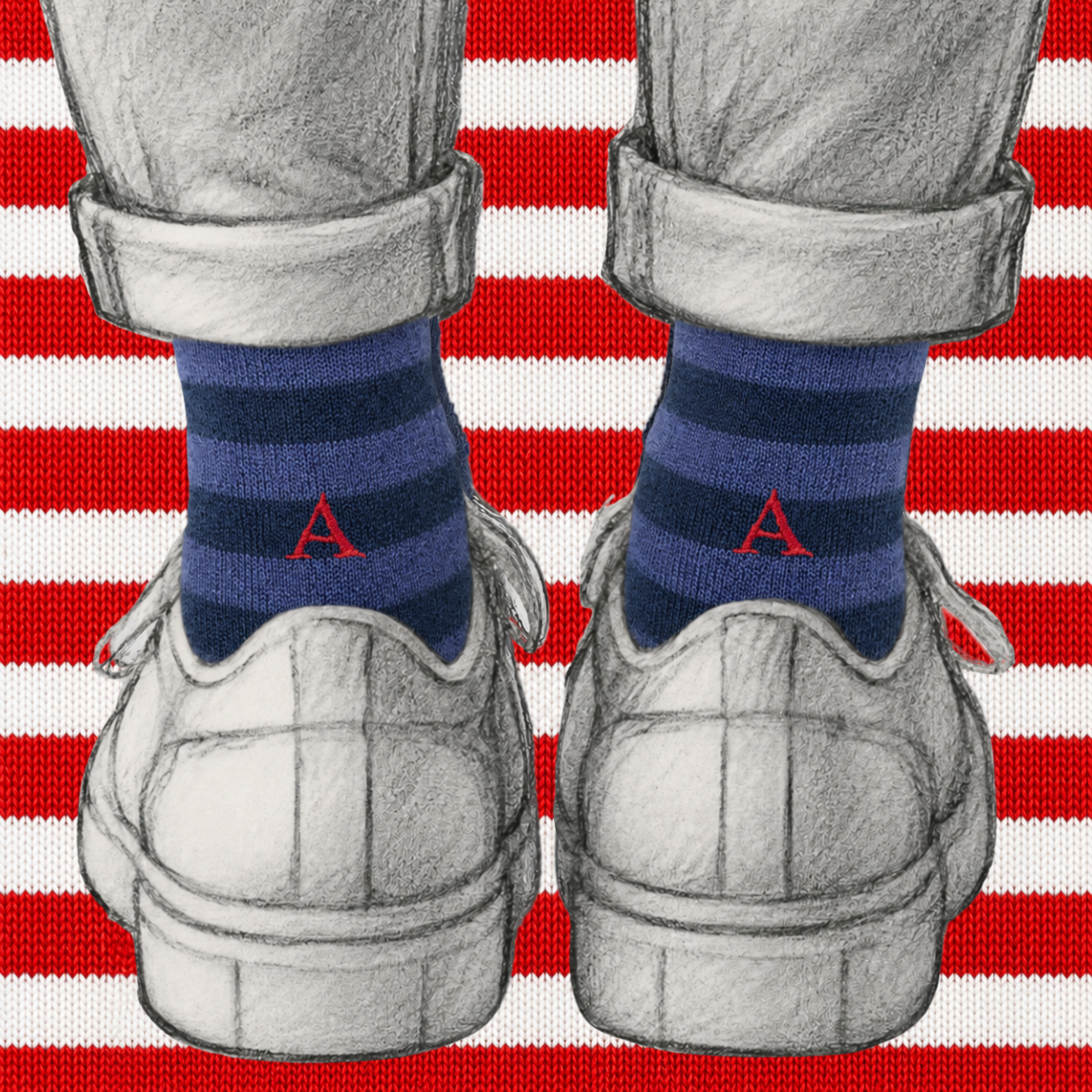 Blaue Herrensocken mit roten Initialen – Stretch-Baumwolle – Größe 40/45 – 101