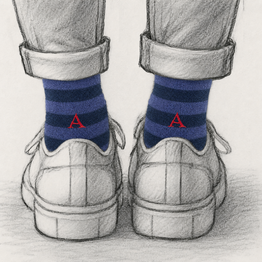Men's Blue Socks with Red Initials - Stretch Cotton - Size 40/45 - 101