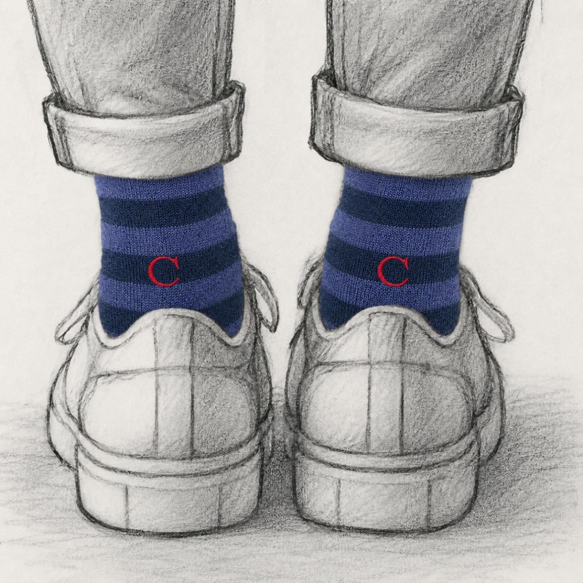 Blaue Herrensocken mit roten Initialen – Stretch-Baumwolle – Größe 40/45 – 101