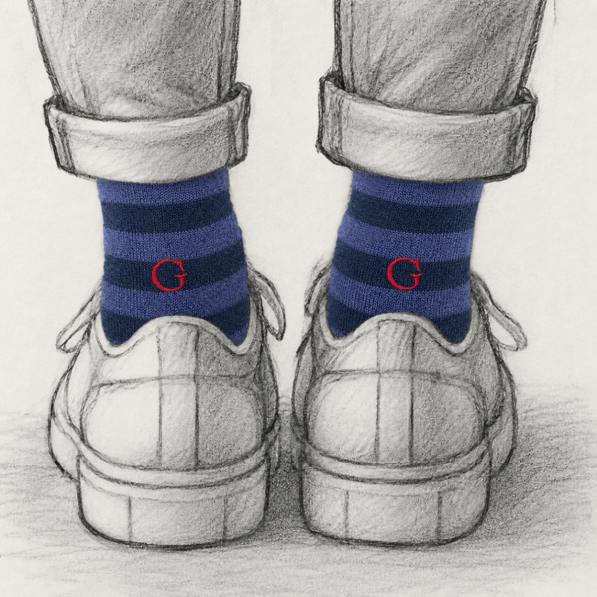 Blaue Herrensocken mit roten Initialen – Stretch-Baumwolle – Größe 40/45 – 101