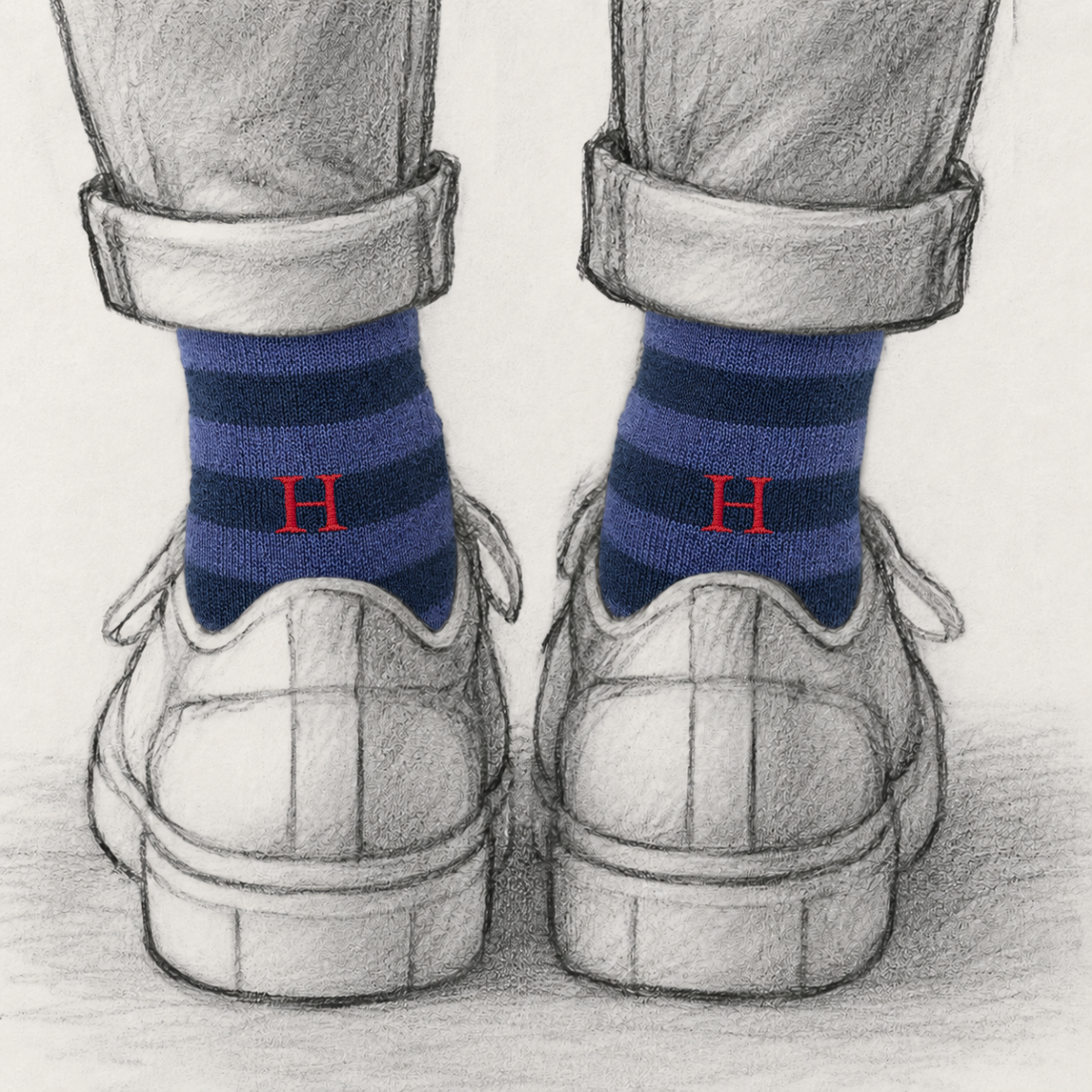 Blaue Herrensocken mit roten Initialen – Stretch-Baumwolle – Größe 40/45 – 101