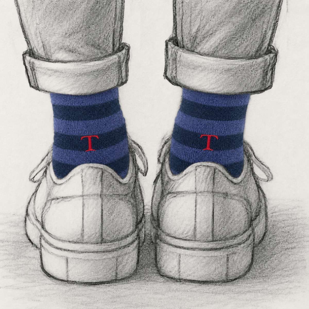 Blaue Herrensocken mit roten Initialen – Stretch-Baumwolle – Größe 40/45 – 101