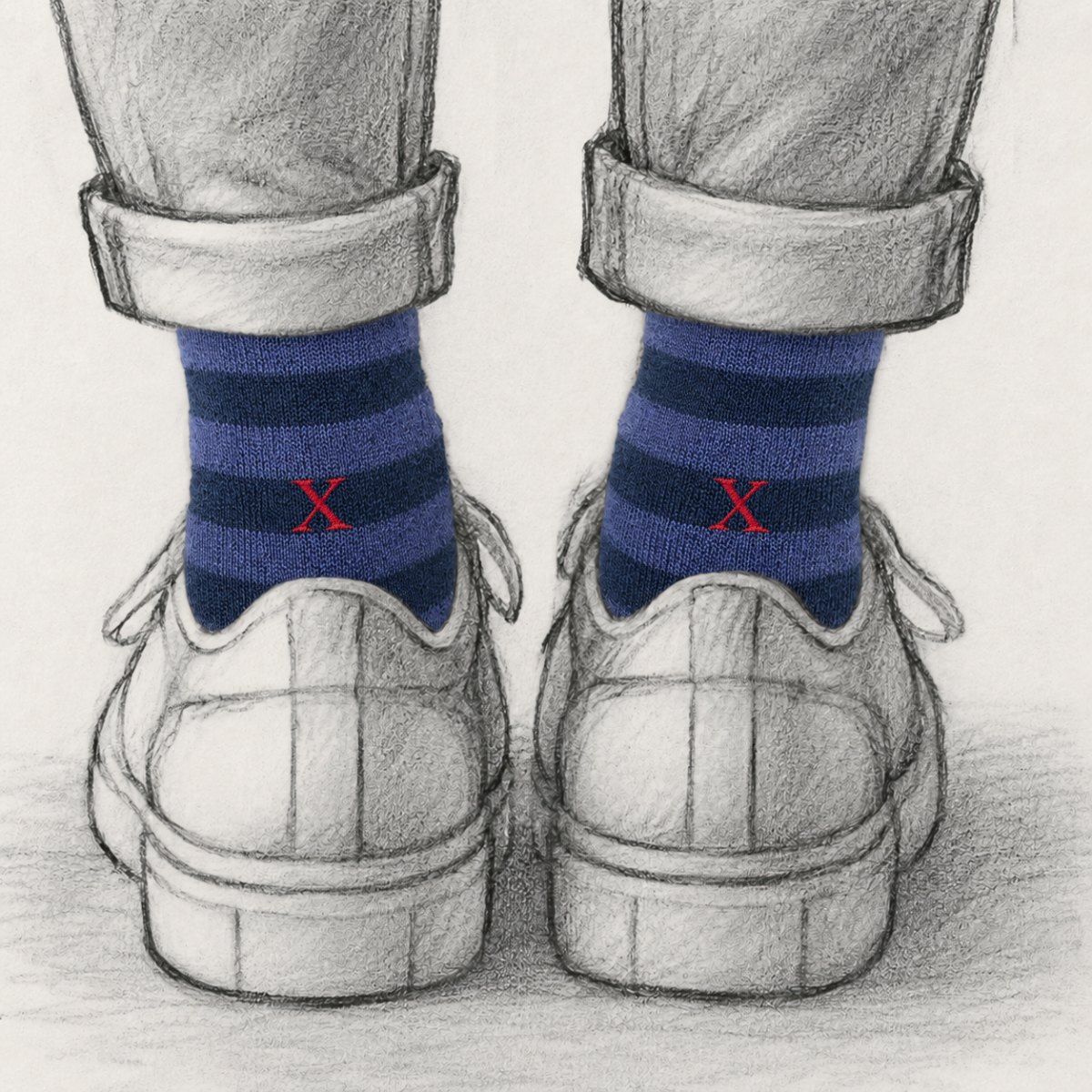 Blaue Herrensocken mit roten Initialen – Stretch-Baumwolle – Größe 40/45 – 101