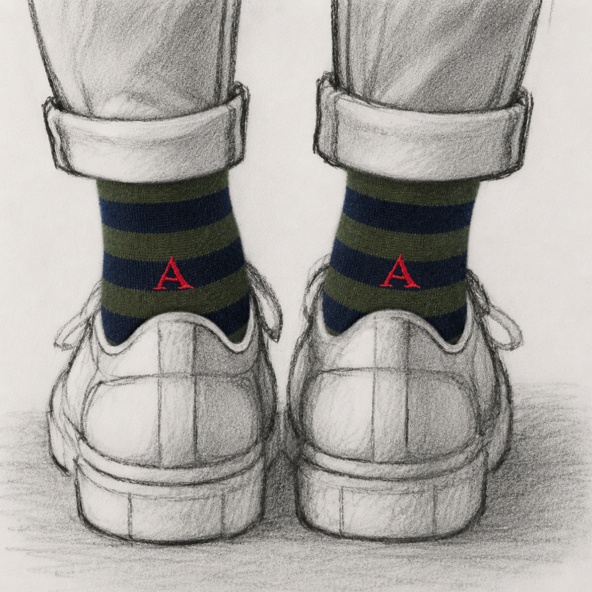 Blaue Herrensocken mit roten Initialen – Stretch-Baumwolle – Größe 40/45 – 101