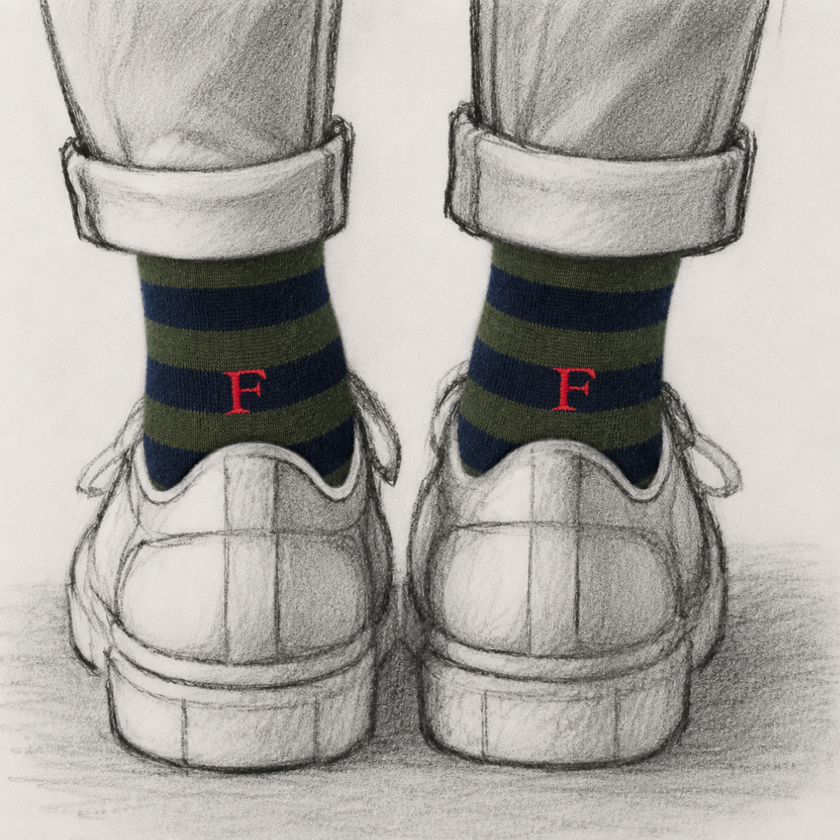 Blaue Herrensocken mit roten Initialen – Stretch-Baumwolle – Größe 40/45 – 101