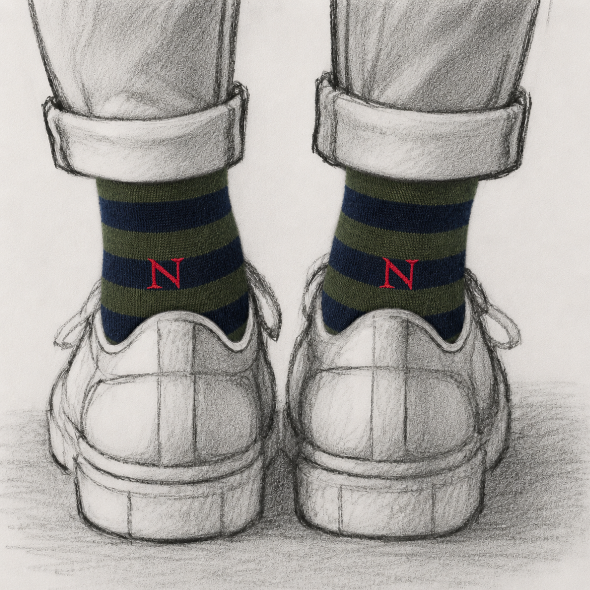 Blaue Herrensocken mit roten Initialen – Stretch-Baumwolle – Größe 40/45 – 101
