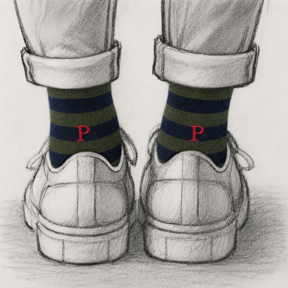 Blaue Herrensocken mit roten Initialen – Stretch-Baumwolle – Größe 40/45 – 101