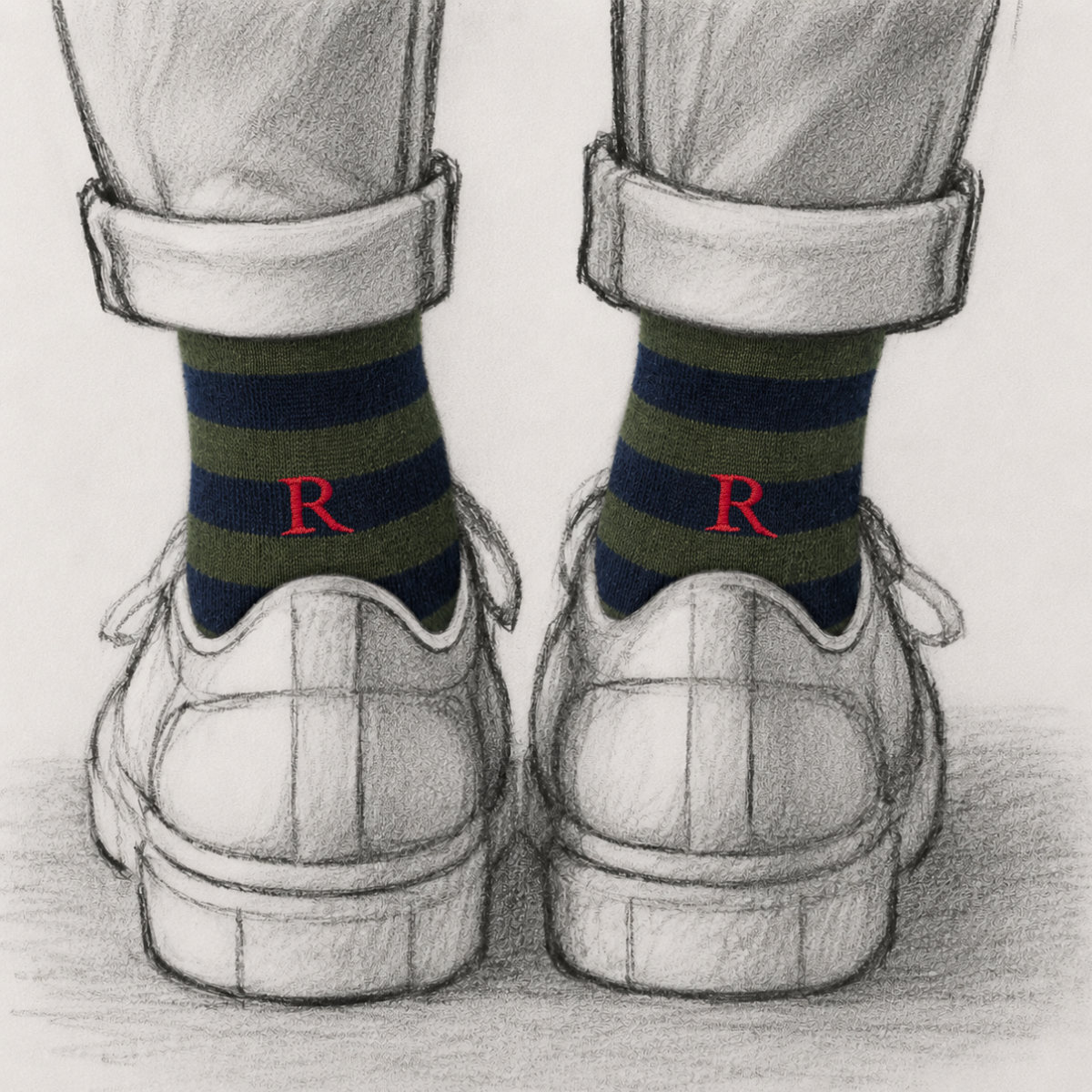 Blaue Herrensocken mit roten Initialen – Stretch-Baumwolle – Größe 40/45 – 101