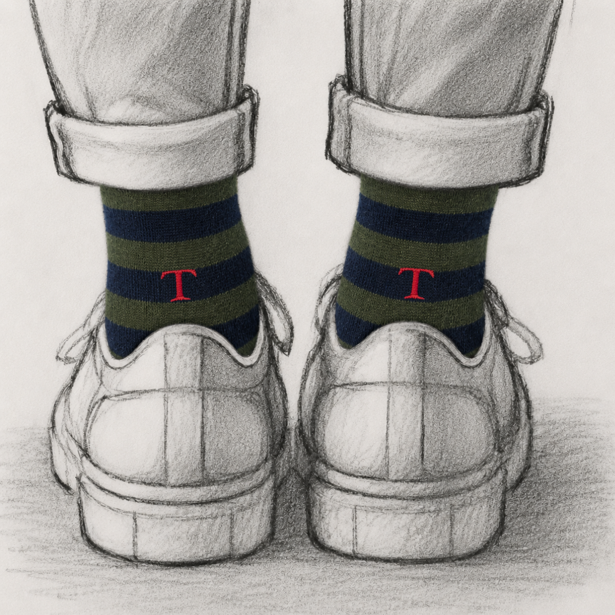 Blaue Herrensocken mit roten Initialen – Stretch-Baumwolle – Größe 40/45 – 101