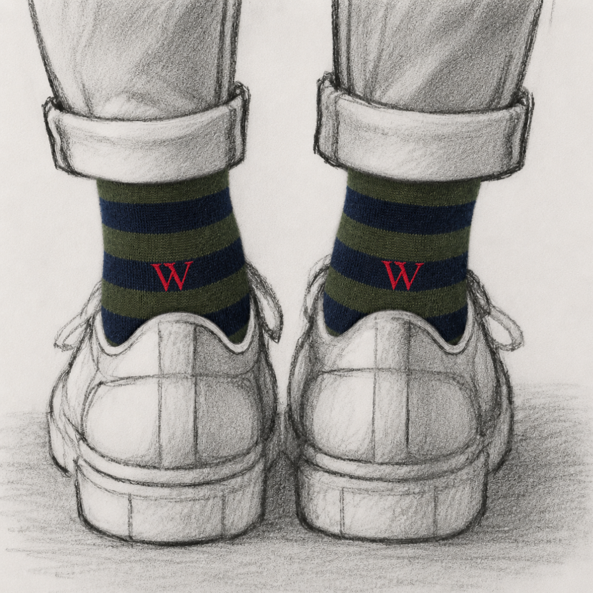 Blaue Herrensocken mit roten Initialen – Stretch-Baumwolle – Größe 40/45 – 101